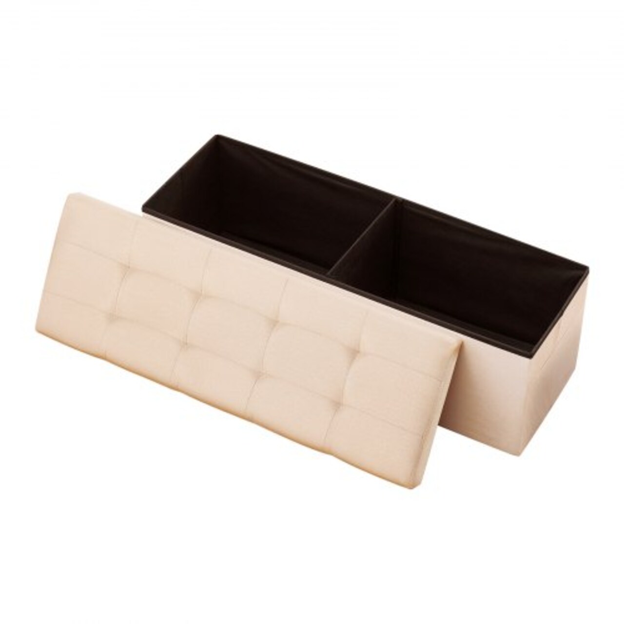 Storage Ottoman Bench Folding Linen Seat with Lid Side Pockets 660 lbs Capacity